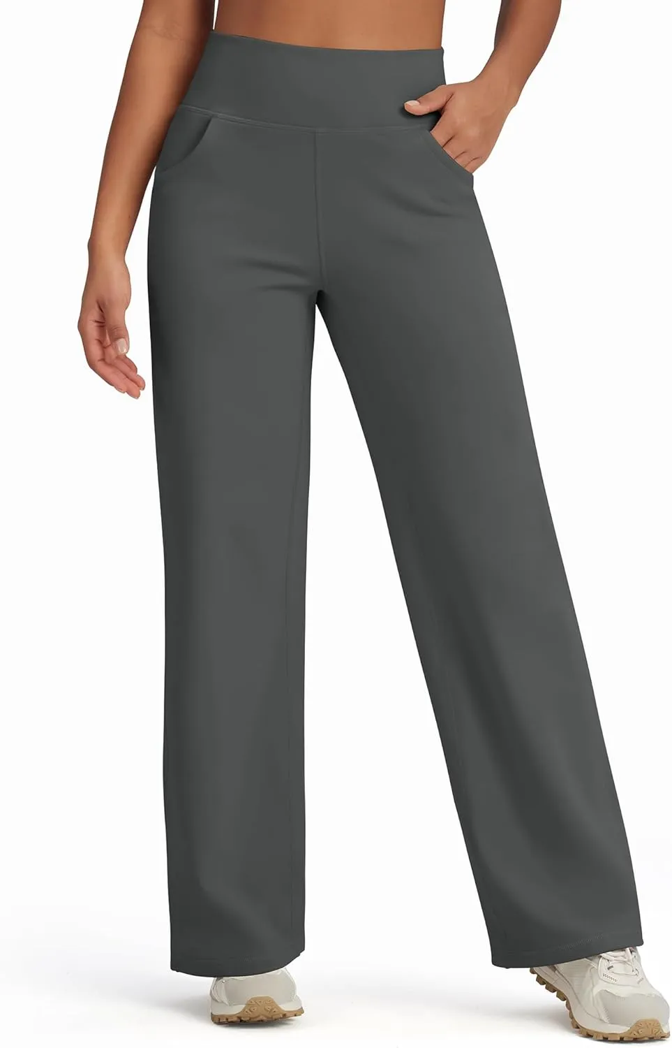 G4Free Fleece Lined Pants Women Wide Leg Yoga Pants with Pockets Casual High Waisted Sweatpants 29"/31"/33"