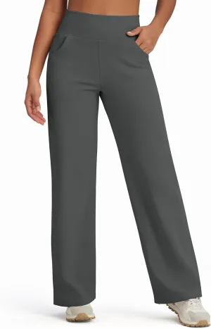 G4Free Fleece Lined Pants Women Wide Leg Yoga Pants with Pockets Casual High Waisted Sweatpants 29"/31"/33"