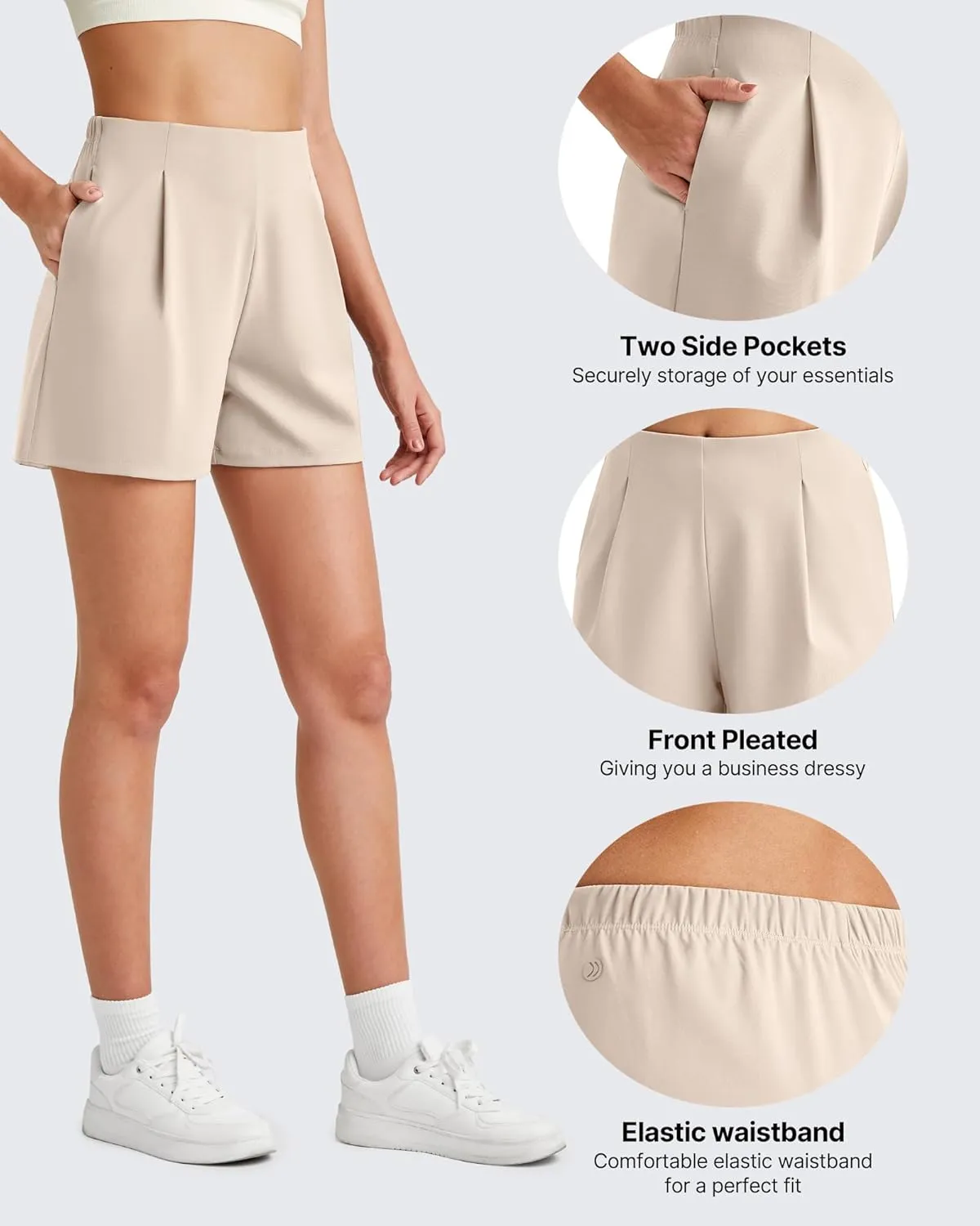 G4Free ShiftReady Women Shorts Dressy Casual 2025 Trendy Summer High Waisted Tailored Trouser Shorts with Pockets