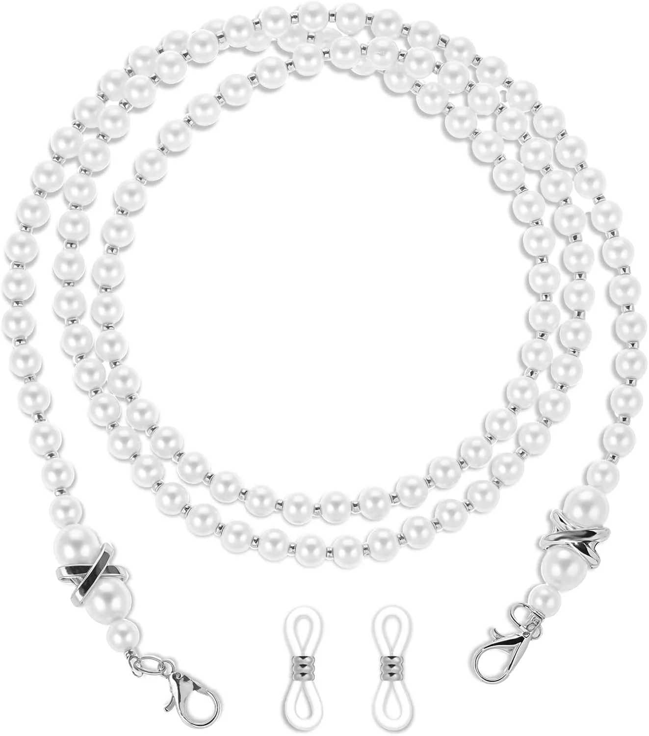 Glasses Chain, Pearl Eyeglass Chain Eye Glasses Holders Around Neck Stylish Sunglasses Lanyard Eyeglasses Strap Beaded Face Mask Lanyard Elegant Eyewear Retainer Chain