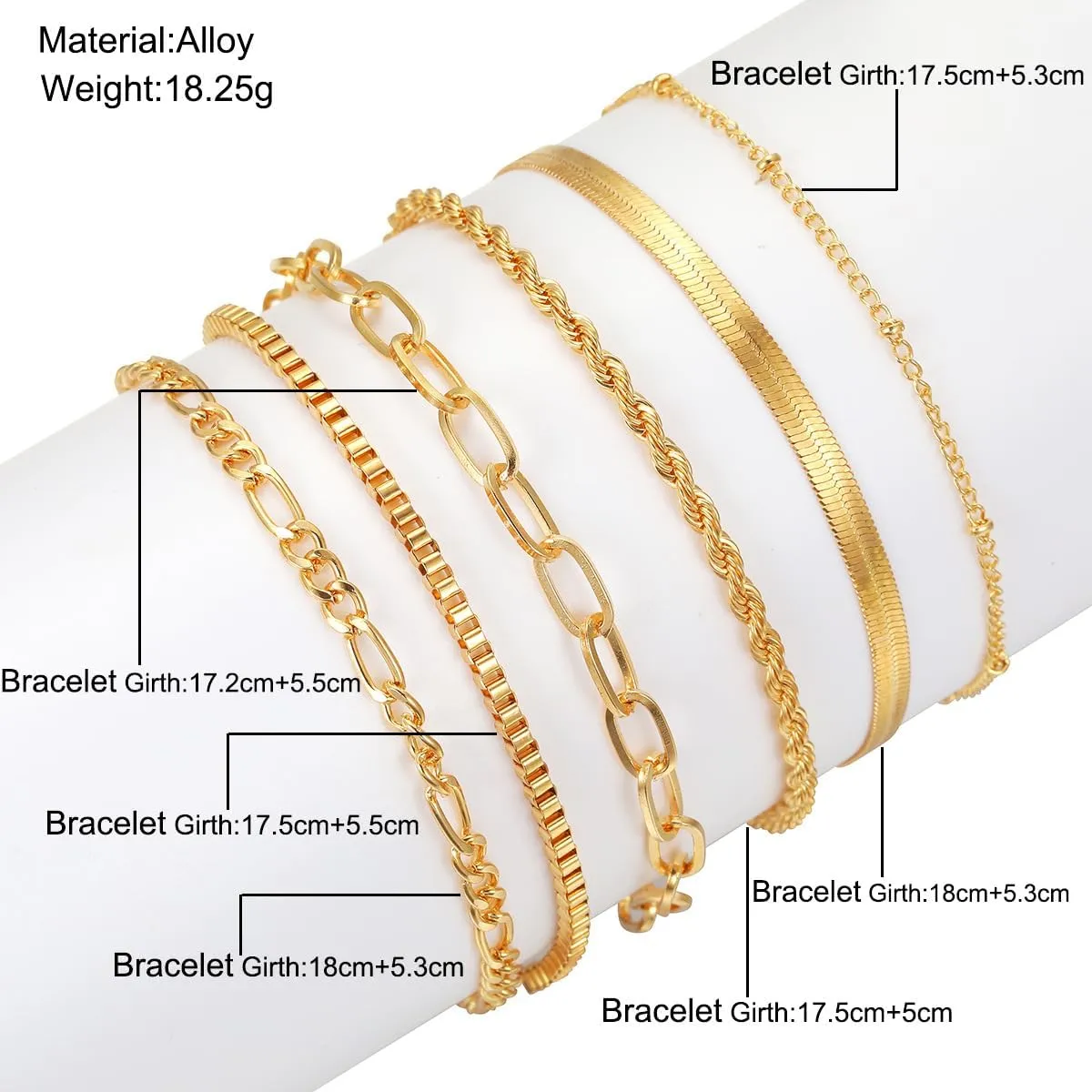 Gold Bracelets Stack for Women14k Gold Plated Link Bracelets Charm Trendy Dainty Beaded Stackable Layered Cuff Chain Bracelet for Women Jewelry Gifts Accessories Waterproof