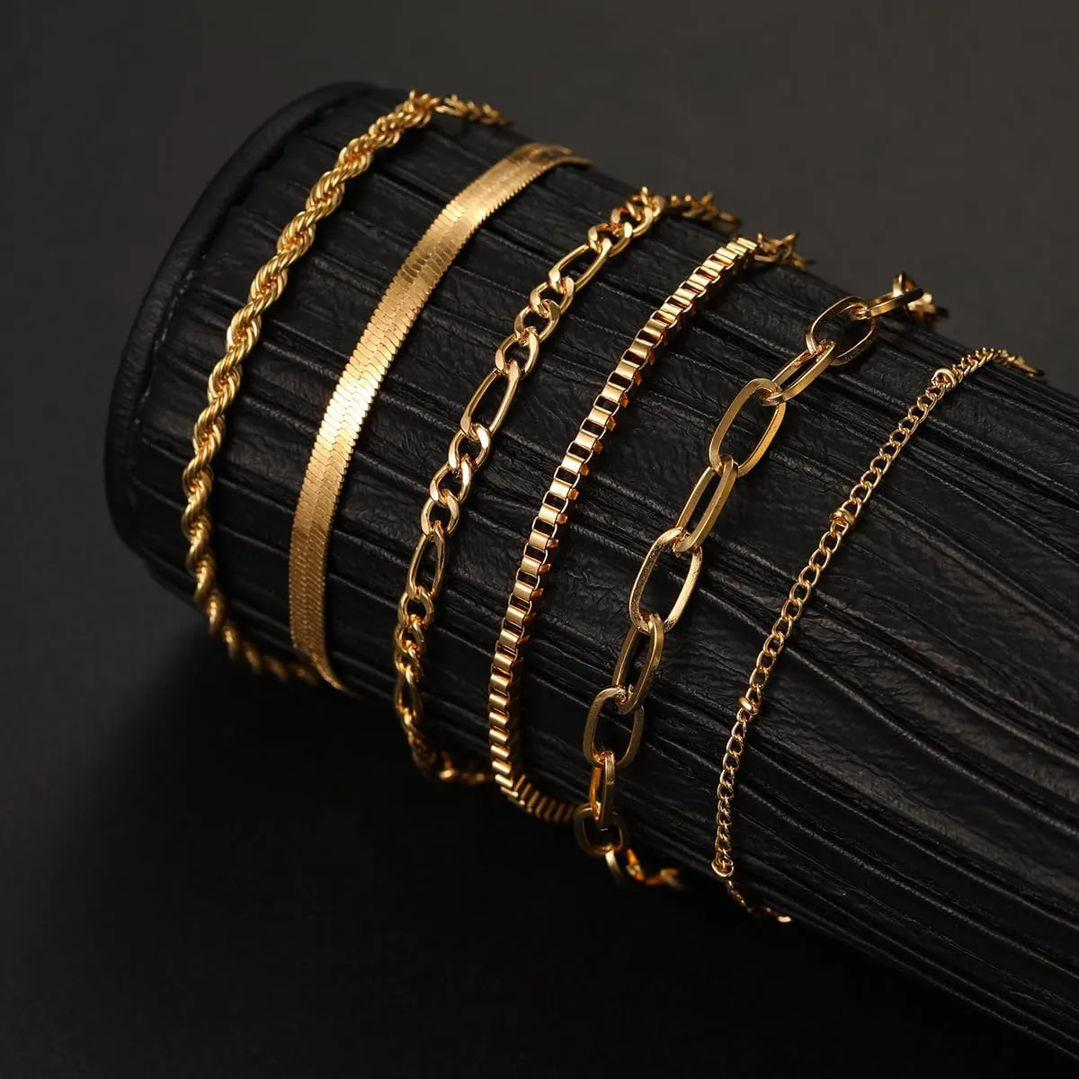 Gold Bracelets Stack for Women14k Gold Plated Link Bracelets Charm Trendy Dainty Beaded Stackable Layered Cuff Chain Bracelet for Women Jewelry Gifts Accessories Waterproof