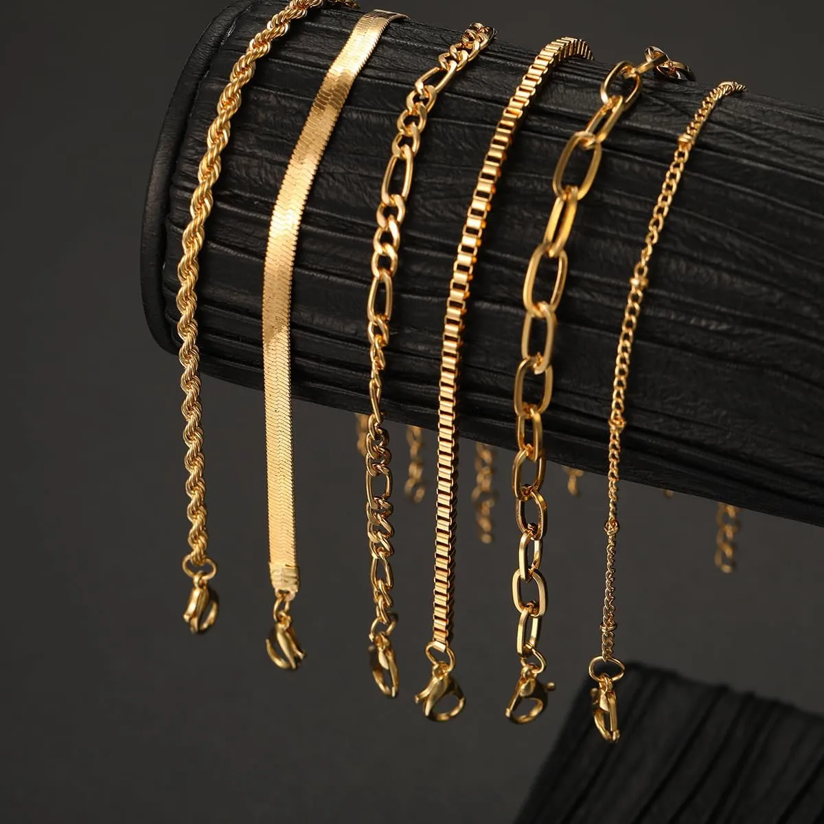 Gold Bracelets Stack for Women14k Gold Plated Link Bracelets Charm Trendy Dainty Beaded Stackable Layered Cuff Chain Bracelet for Women Jewelry Gifts Accessories Waterproof