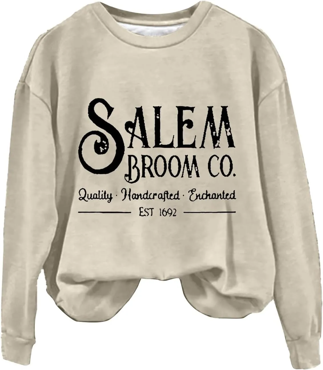 Halloween Sweatshirts for Women 2024 1692 Salem Broom Co Sweatshirt Graphic Crewneck Long Sleeve Hoodies Fall Outfits