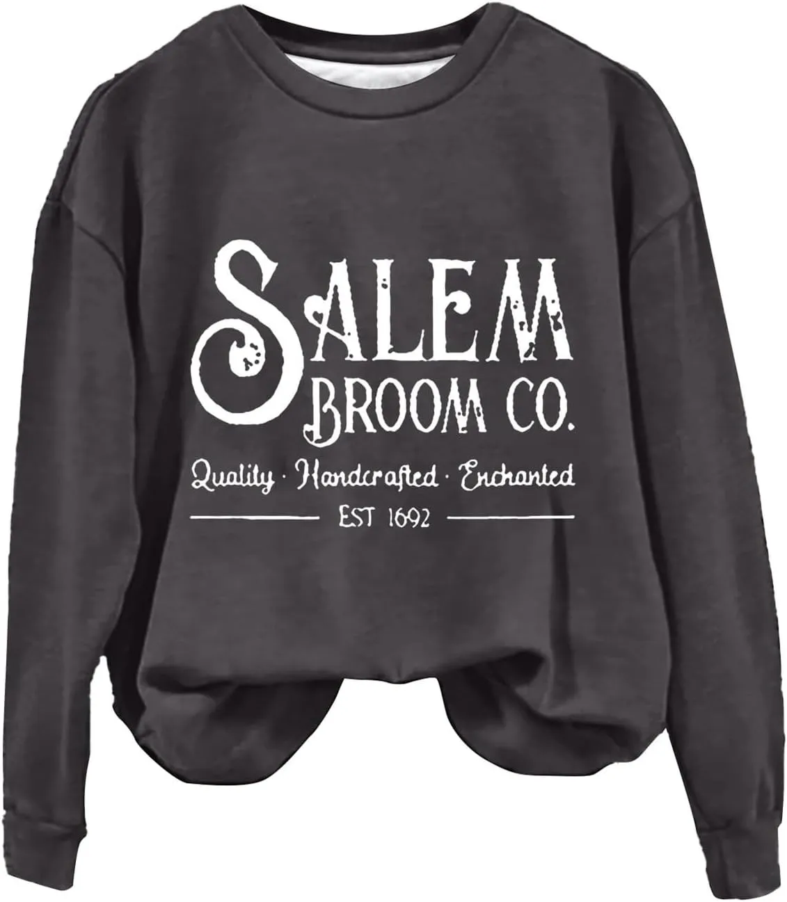 Halloween Sweatshirts for Women 2024 1692 Salem Broom Co Sweatshirt Graphic Crewneck Long Sleeve Hoodies Fall Outfits