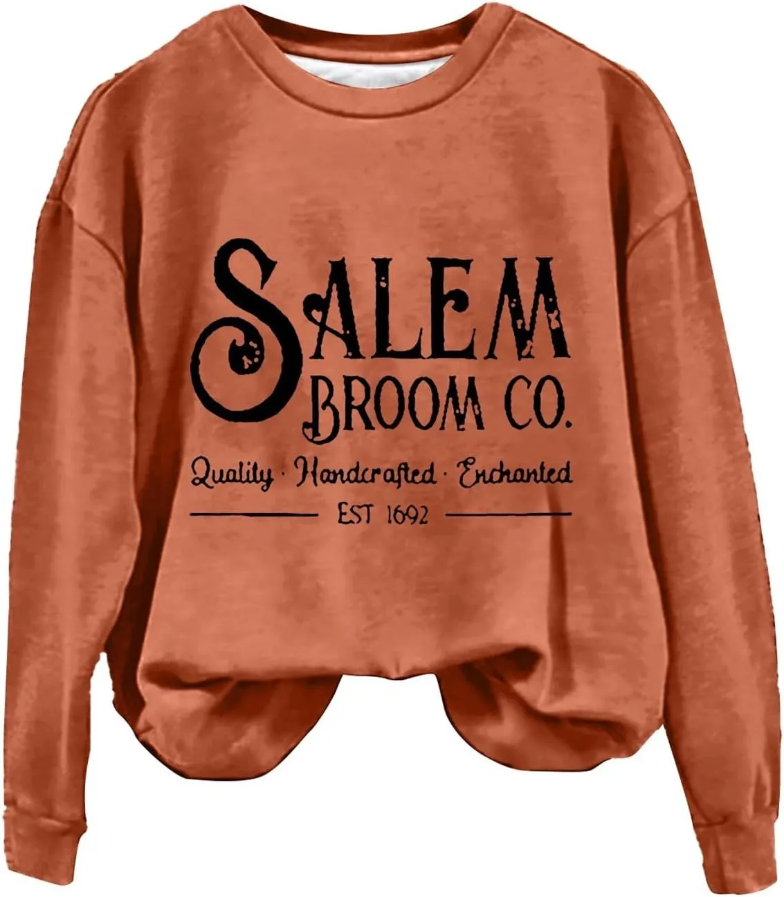 Halloween Sweatshirts for Women 2024 1692 Salem Broom Co Sweatshirt Graphic Crewneck Long Sleeve Hoodies Fall Outfits