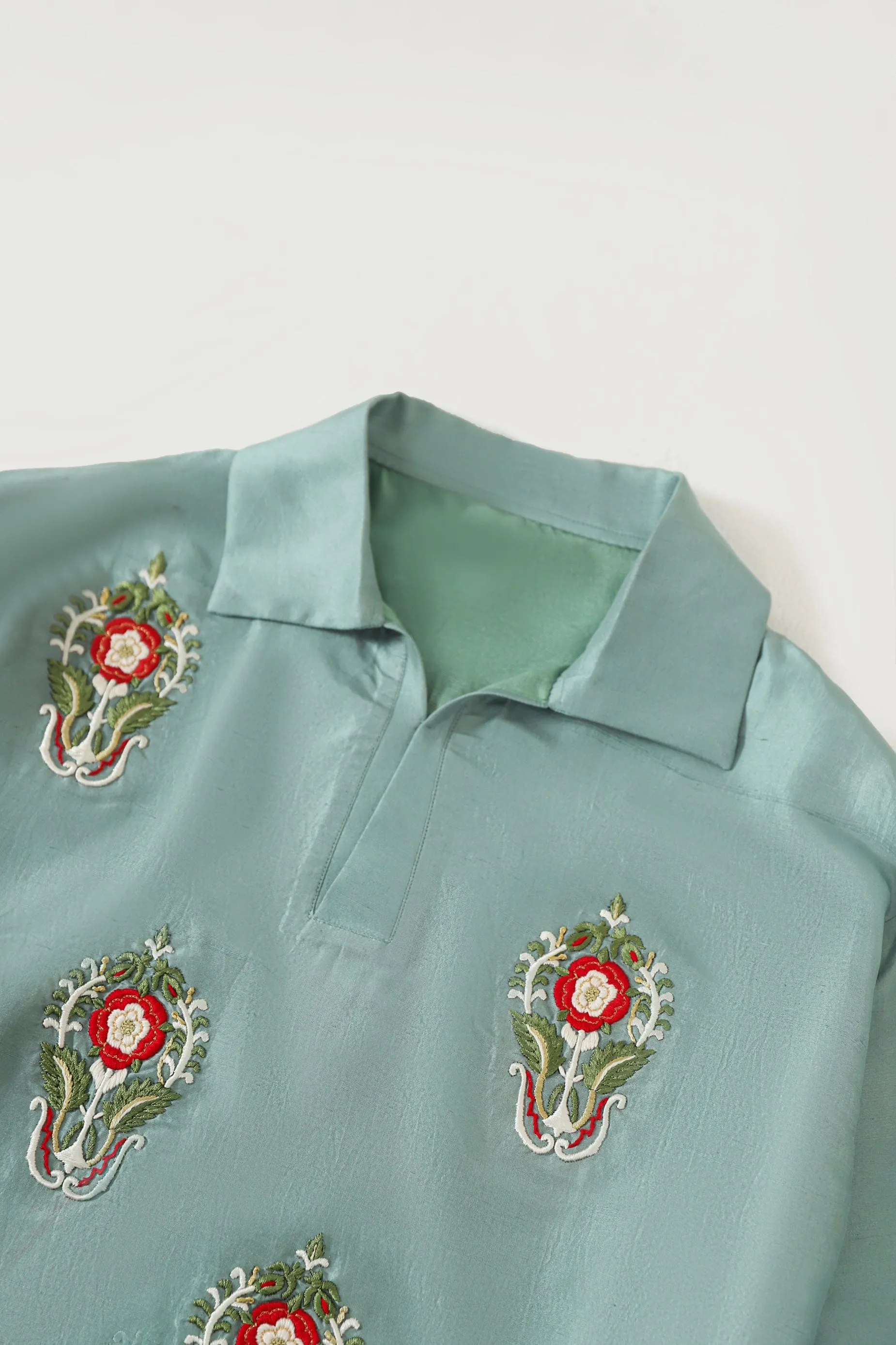 HAND EMBROIDERED TASSELS SILK SHIRT