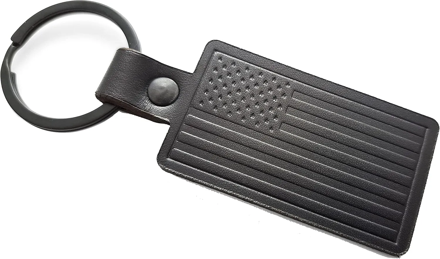 Handmade Embossed Leather Keychain Keyring - America USA Flag
