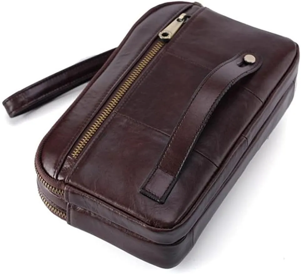 Hebetag Leather Clutch Purse Wallet for Men Organizer Holder Wrist Bag