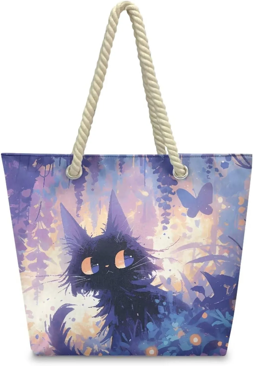 Hemp Rope Tote Bag Stylish Groceries Beach Trip Bags Large Capacity Shoulder Handbag with Rope Handle Carrying Bag