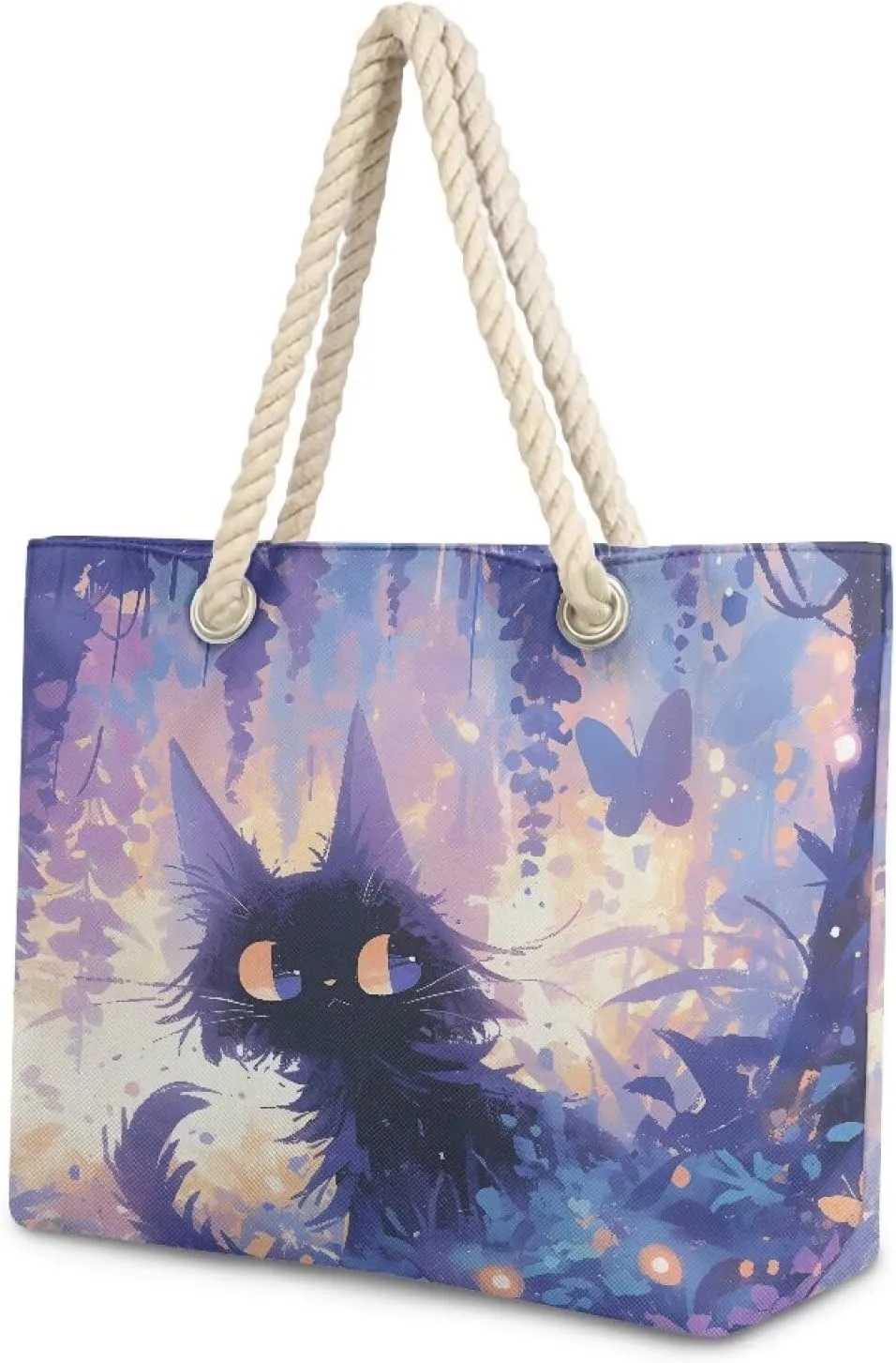 Hemp Rope Tote Bag Stylish Groceries Beach Trip Bags Large Capacity Shoulder Handbag with Rope Handle Carrying Bag