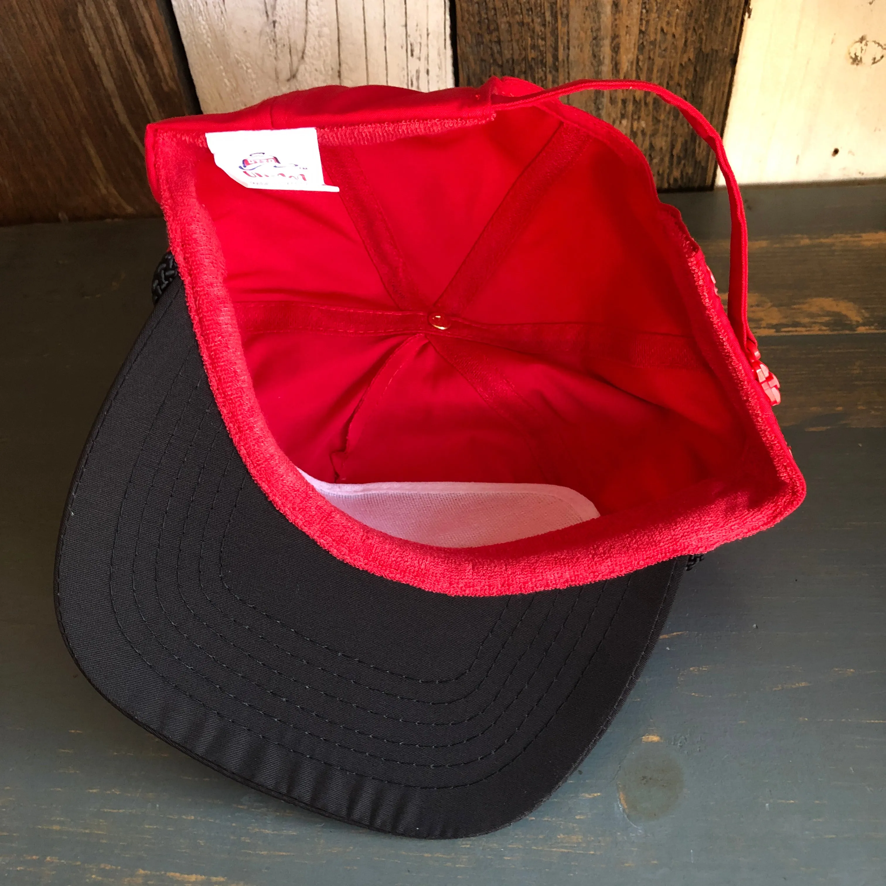 Hermosa Beach BLUE SUPREME HERMOSA 5 Panel High Crown Baseball Cap - Black/Red