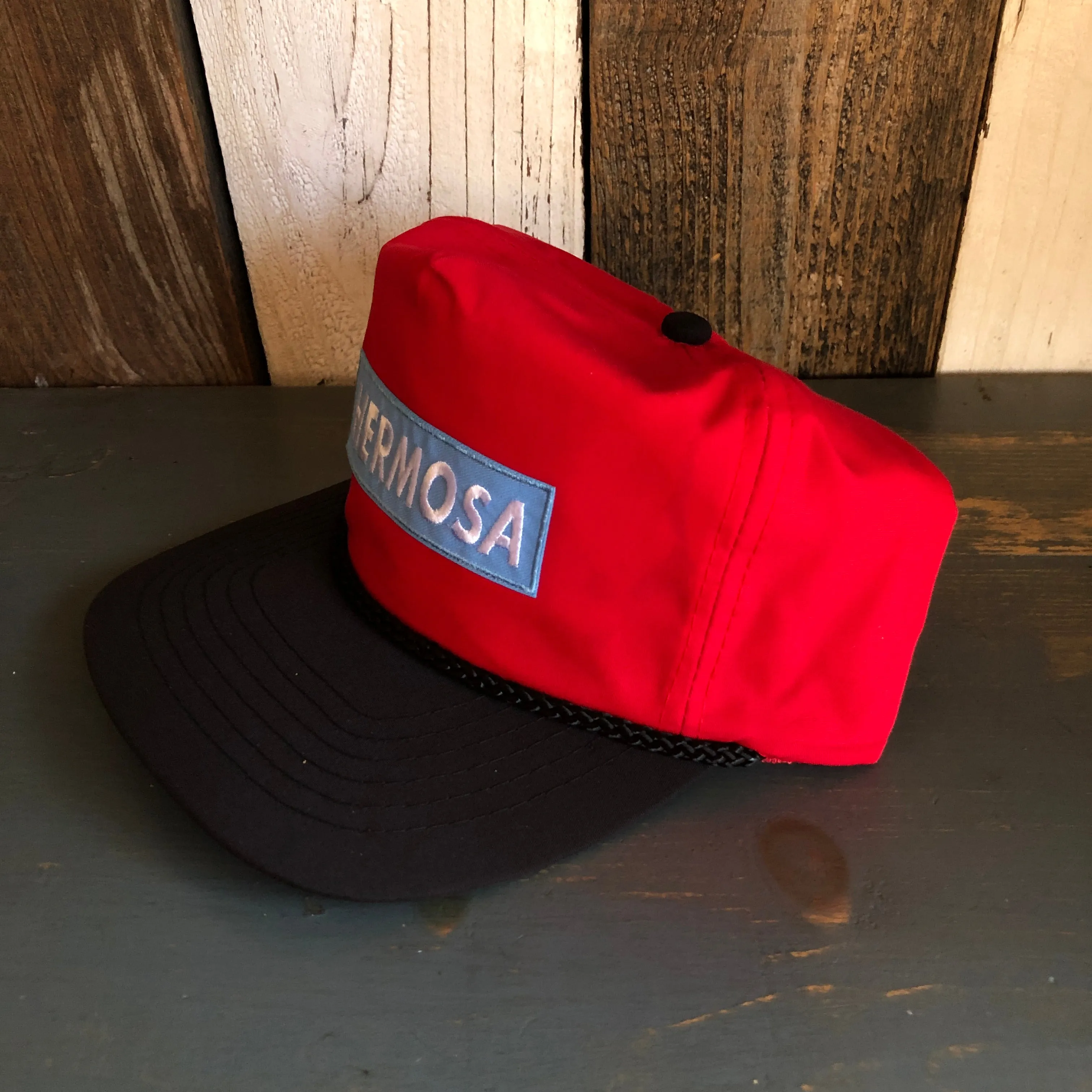 Hermosa Beach BLUE SUPREME HERMOSA 5 Panel High Crown Baseball Cap - Black/Red