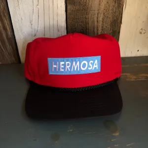 Hermosa Beach BLUE SUPREME HERMOSA 5 Panel High Crown Baseball Cap - Black/Red