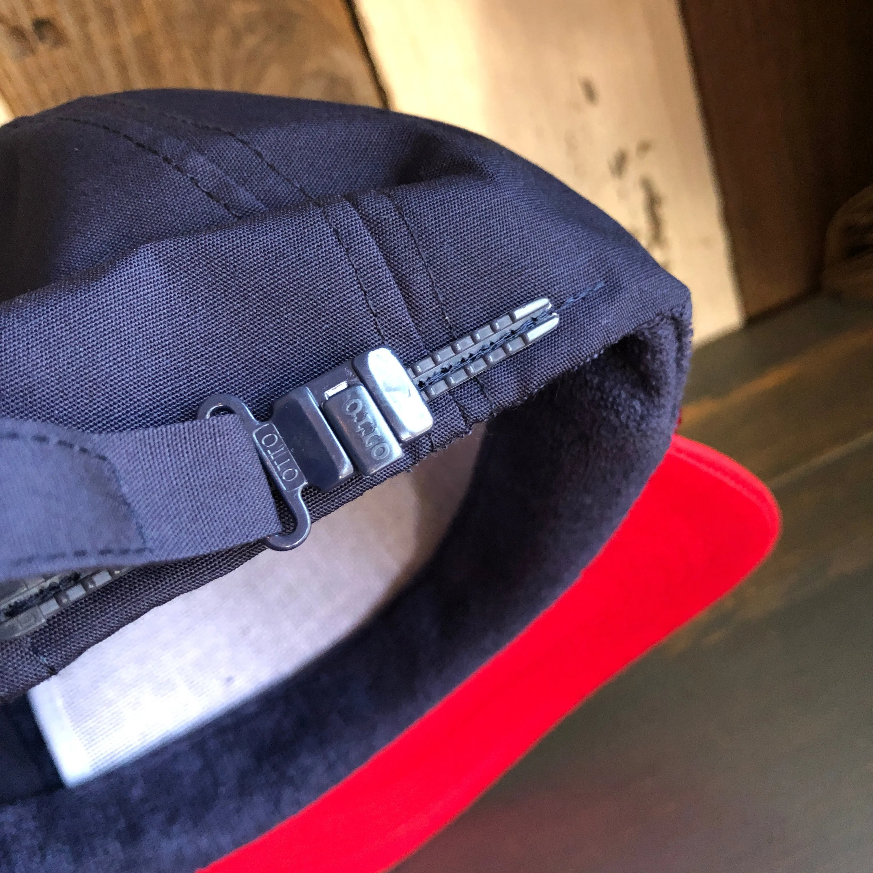 Hermosa Beach BLUE SUPREME HERMOSA 5 Panel High Crown Baseball Cap - Navy Blue/Red