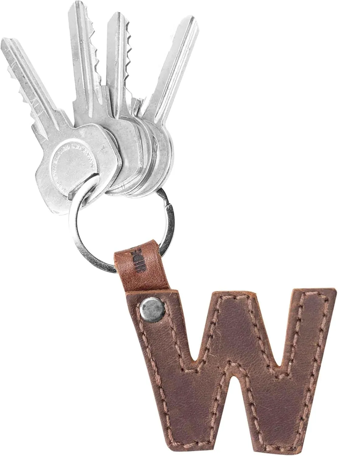 Hide & Drink Thick Leather Alphabet Letter Keychains Handmade Bourbon Brown
