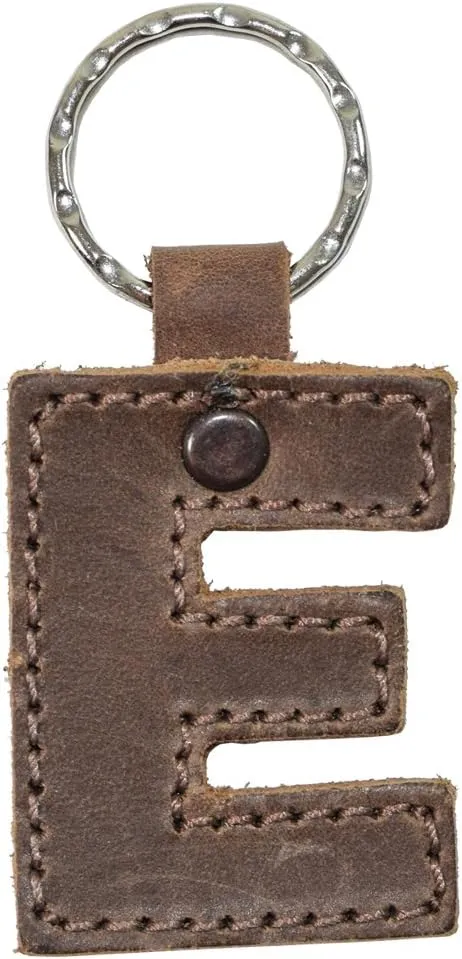 Hide & Drink Thick Leather Alphabet Letter Keychains Handmade Bourbon Brown