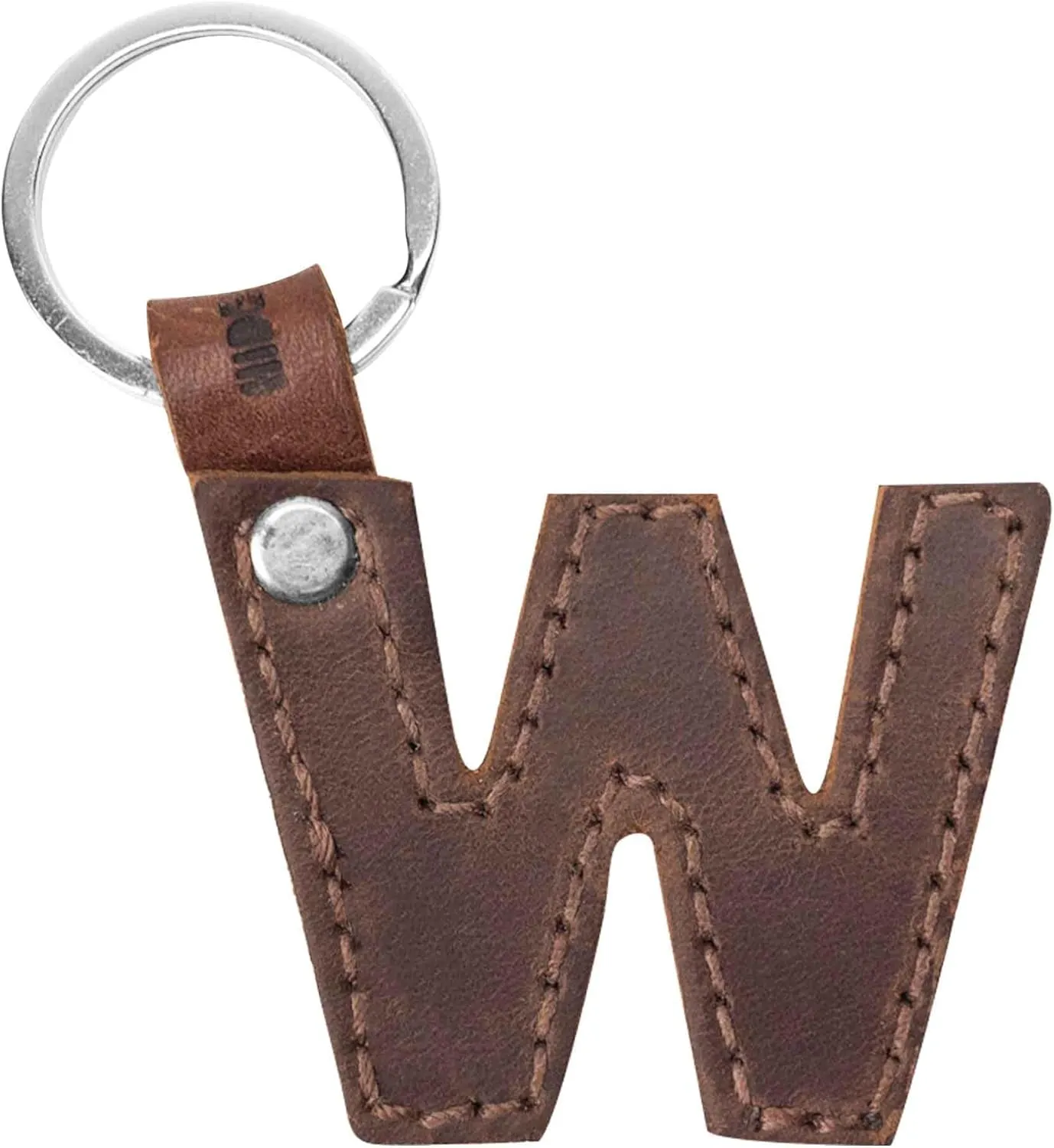 Hide & Drink Thick Leather Alphabet Letter Keychains Handmade Bourbon Brown
