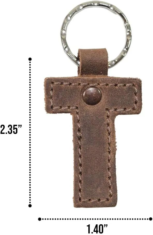 Hide & Drink Thick Leather Alphabet Letter Keychains Handmade Bourbon Brown