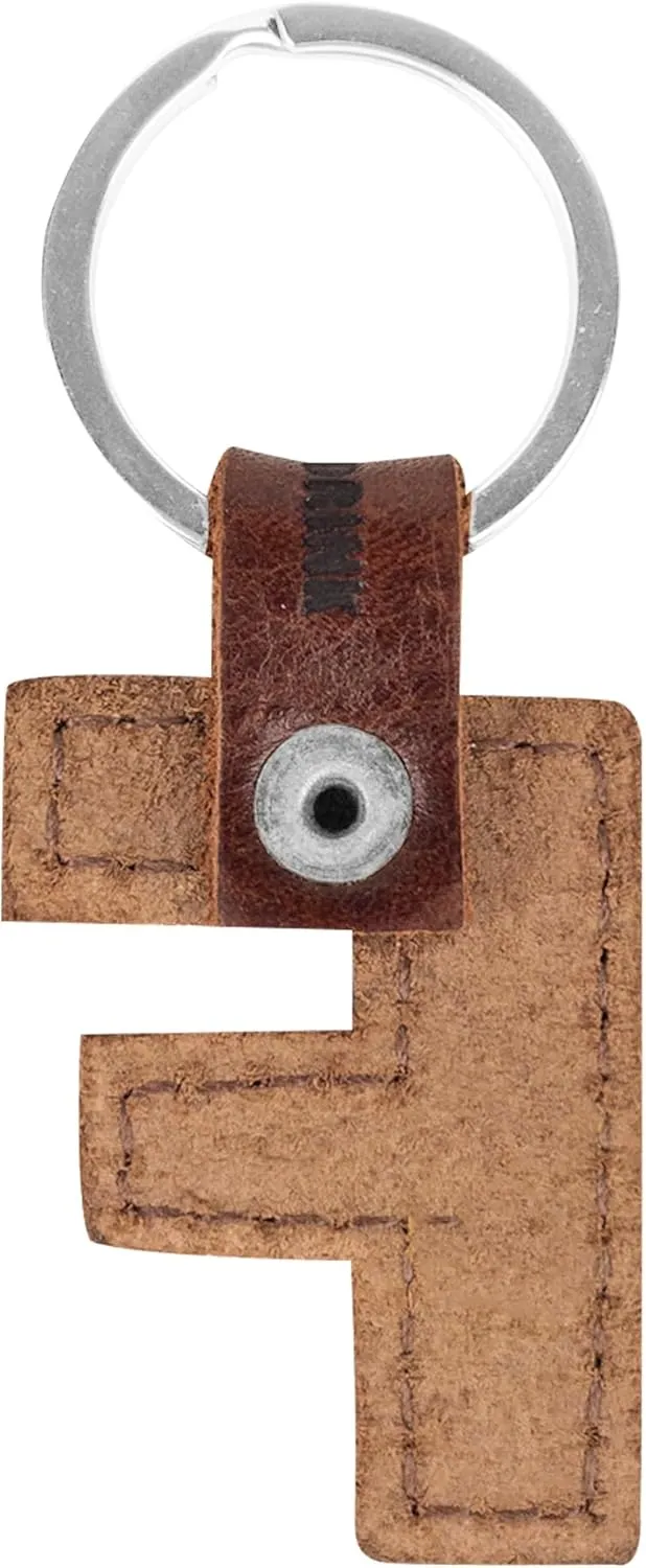 Hide & Drink Thick Leather Alphabet Letter Keychains Handmade Bourbon Brown