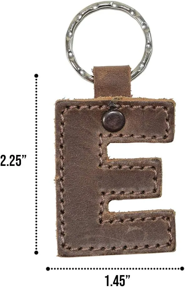 Hide & Drink Thick Leather Alphabet Letter Keychains Handmade Bourbon Brown