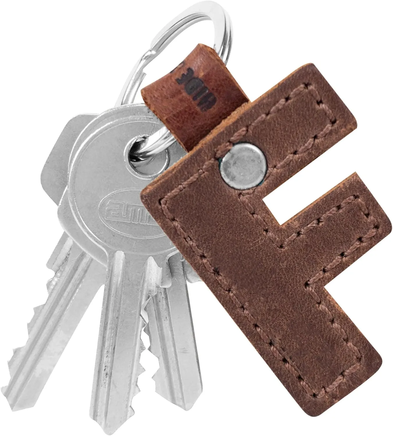 Hide & Drink Thick Leather Alphabet Letter Keychains Handmade Bourbon Brown