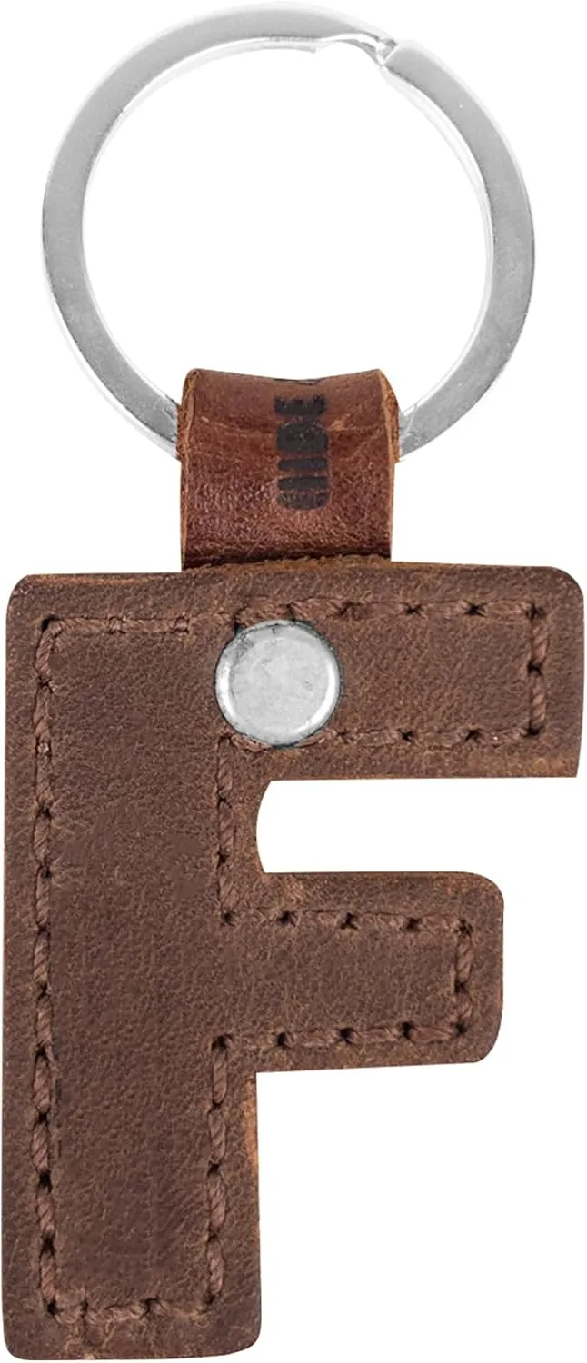 Hide & Drink Thick Leather Alphabet Letter Keychains Handmade Bourbon Brown