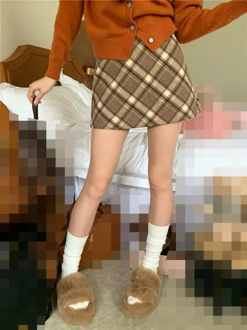 High-Waisted Knit Skirt for Women, Autumn Winter Comfort Stretch