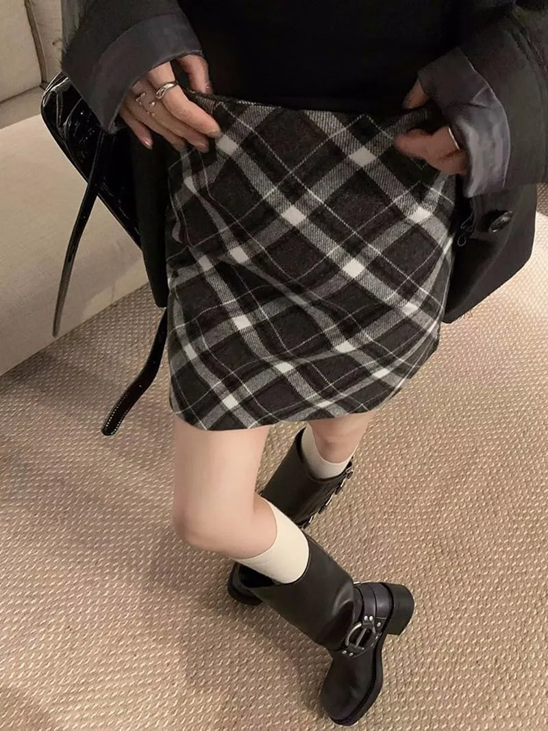 High-Waisted Knit Skirt for Women, Autumn Winter Comfort Stretch