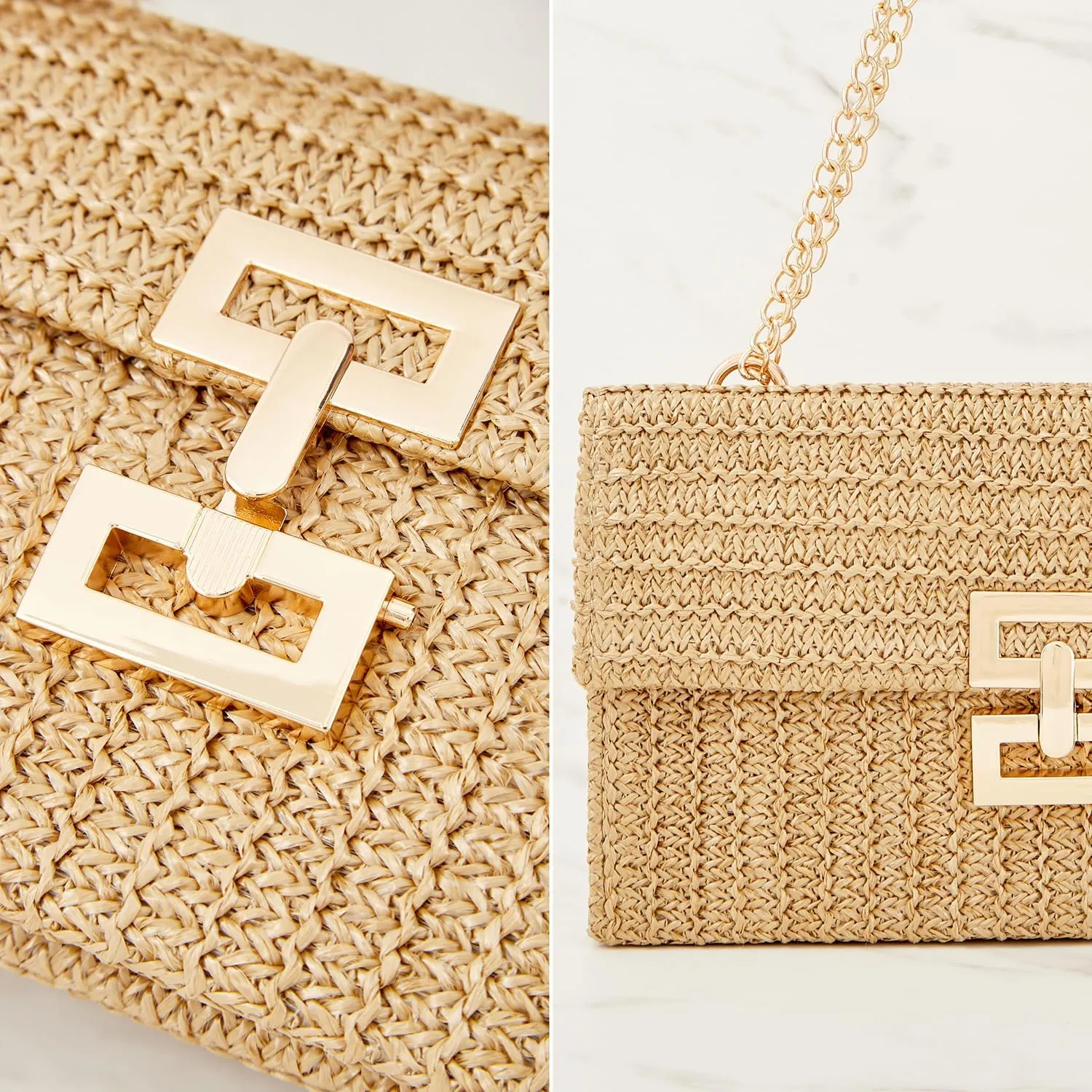 Huralona Women Straw Woven Clutch Purse Pleated Handbag for Summer Beach Vacation Straw Shoulder Crossbody Bag