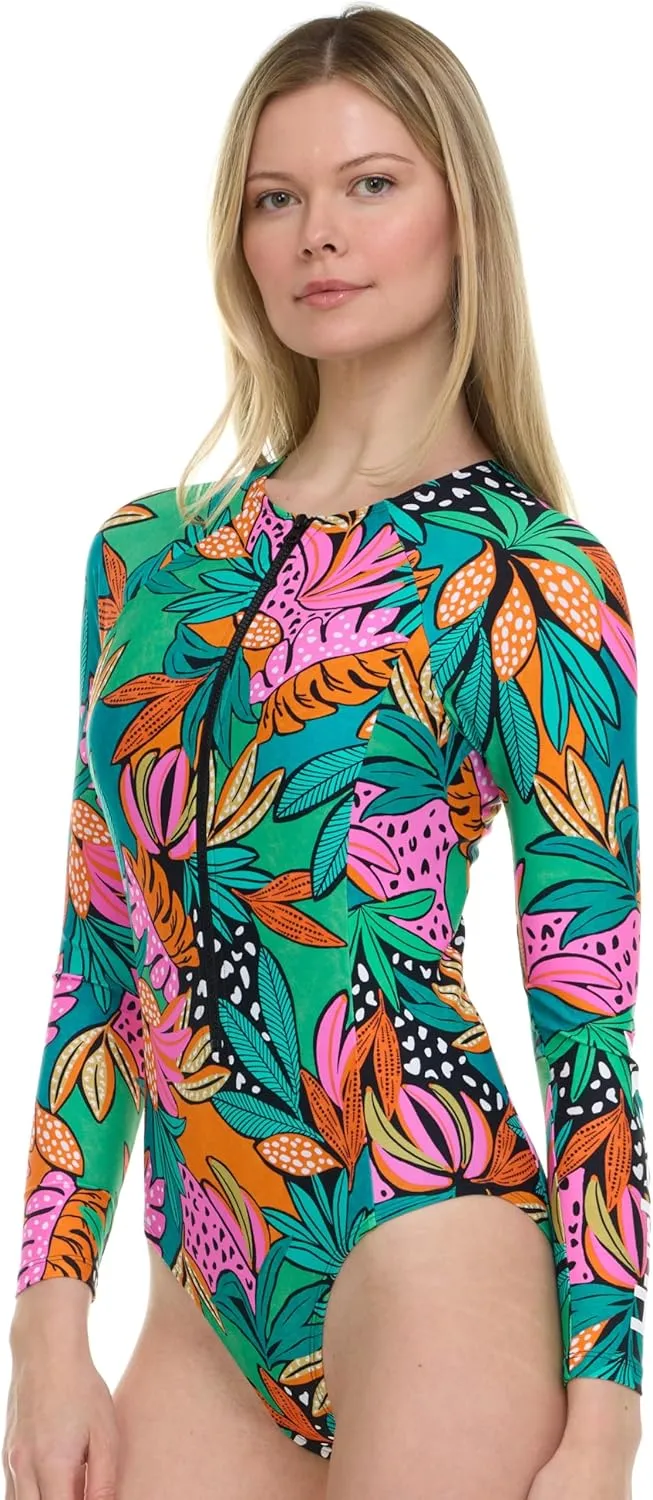 Hurley Long Sleeve Womens One Piece Swimsuits, Swimsuit for Women, Bathing Suit for Women, Swim Suit UPF 50  SPF UV Protected