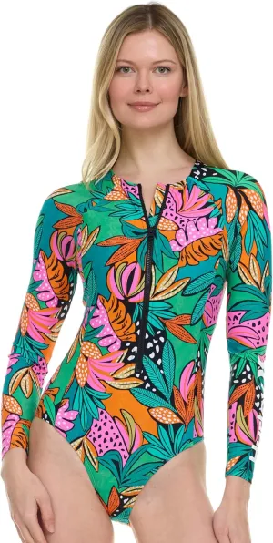 Hurley Long Sleeve Womens One Piece Swimsuits, Swimsuit for Women, Bathing Suit for Women, Swim Suit UPF 50  SPF UV Protected