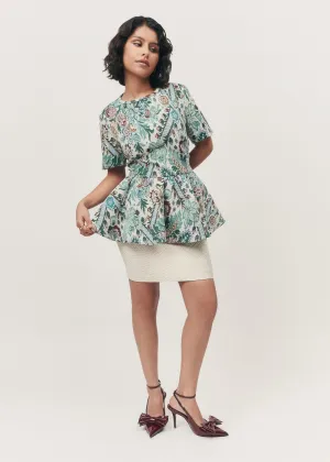 Jacquard Floral Short Sleeve Top