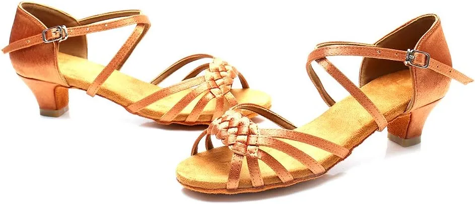 JUODVMP Girl Latin Dance Shoes Ballroom Performance Shoes for Girl and Women,Model VS-WH1208-XGG