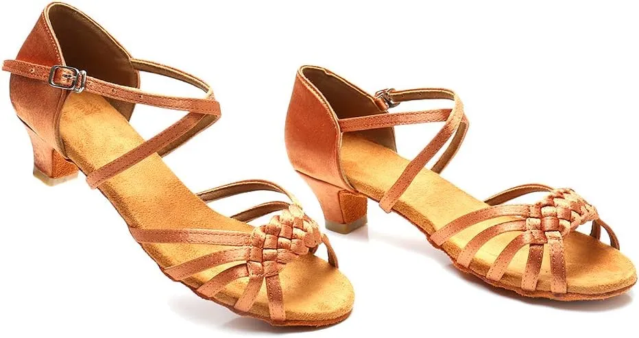 JUODVMP Girl Latin Dance Shoes Ballroom Performance Shoes for Girl and Women,Model VS-WH1208-XGG