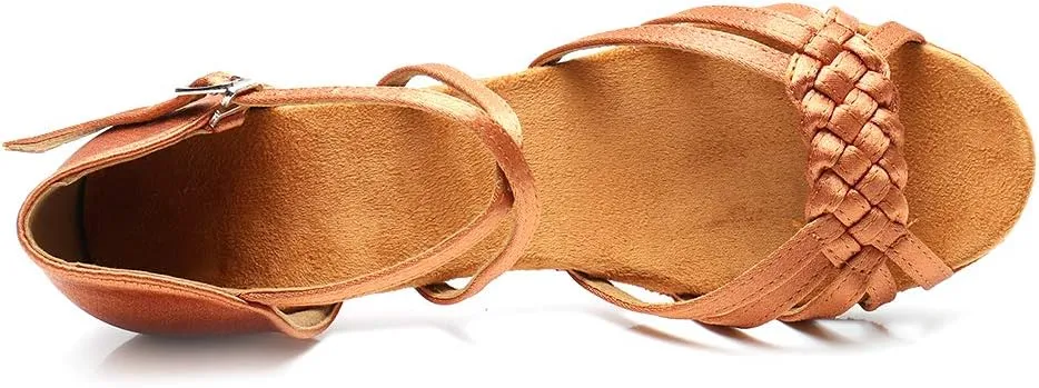 JUODVMP Girl Latin Dance Shoes Ballroom Performance Shoes for Girl and Women,Model VS-WH1208-XGG