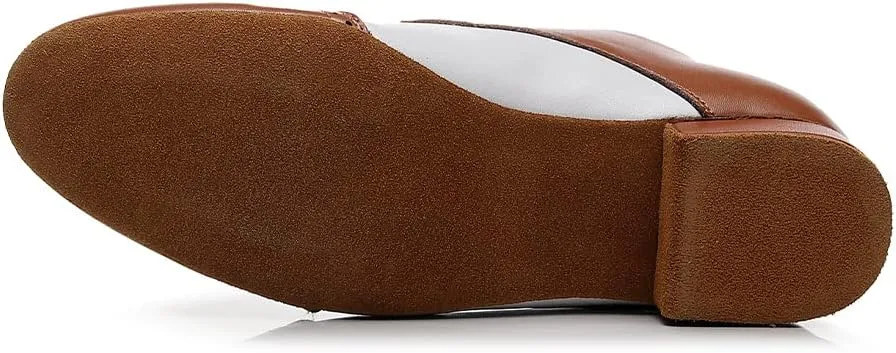 JUODVMP Mens Latin Dance Shoes Breathable 1" Standard Heel Leather Ballroom Tango Dancing Shoes Model 401