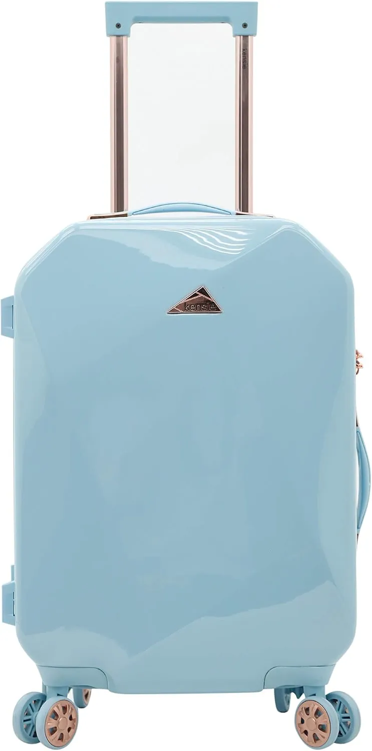 kensie Women's Shiny Diamond Hardside Spinner Luggage, Sky Blue, 2-Piece Set (20/28)