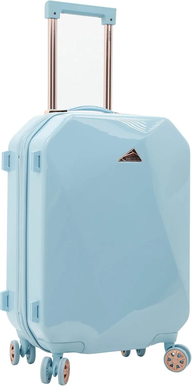 kensie Women's Shiny Diamond Hardside Spinner Luggage, Sky Blue, 2-Piece Set (20/28)