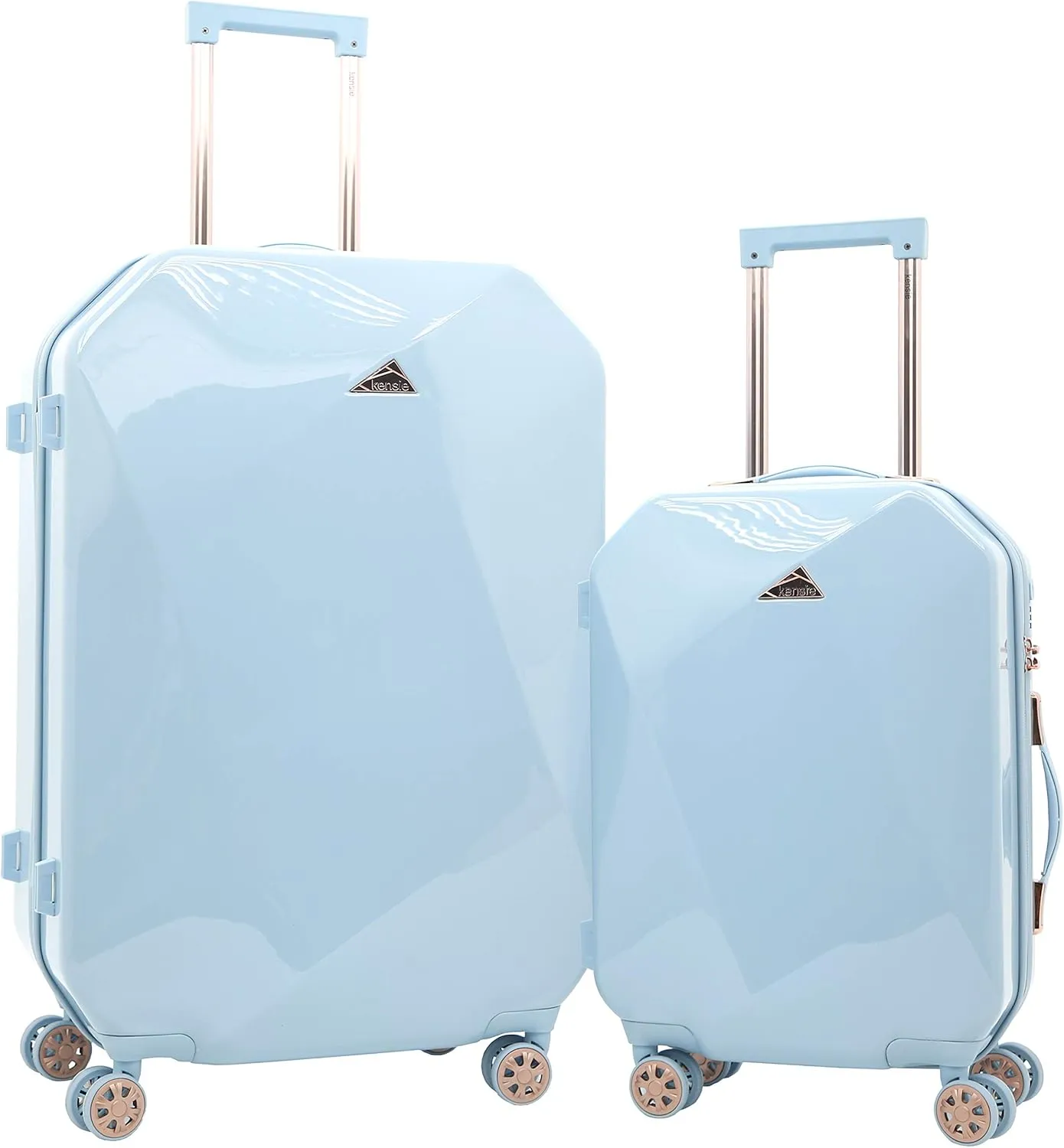 kensie Women's Shiny Diamond Hardside Spinner Luggage, Sky Blue, 2-Piece Set (20/28)
