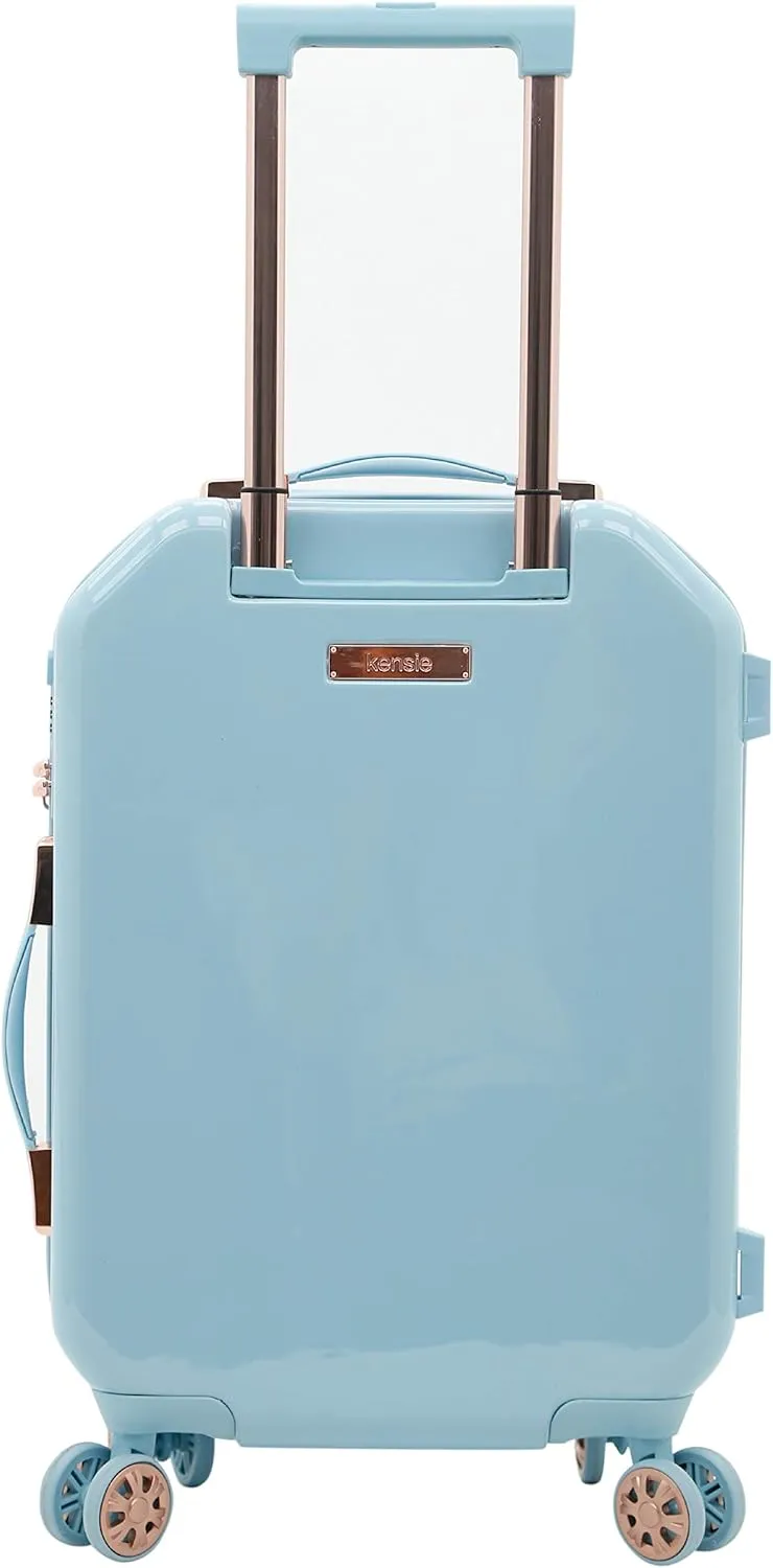 kensie Women's Shiny Diamond Hardside Spinner Luggage, Sky Blue, 2-Piece Set (20/28)