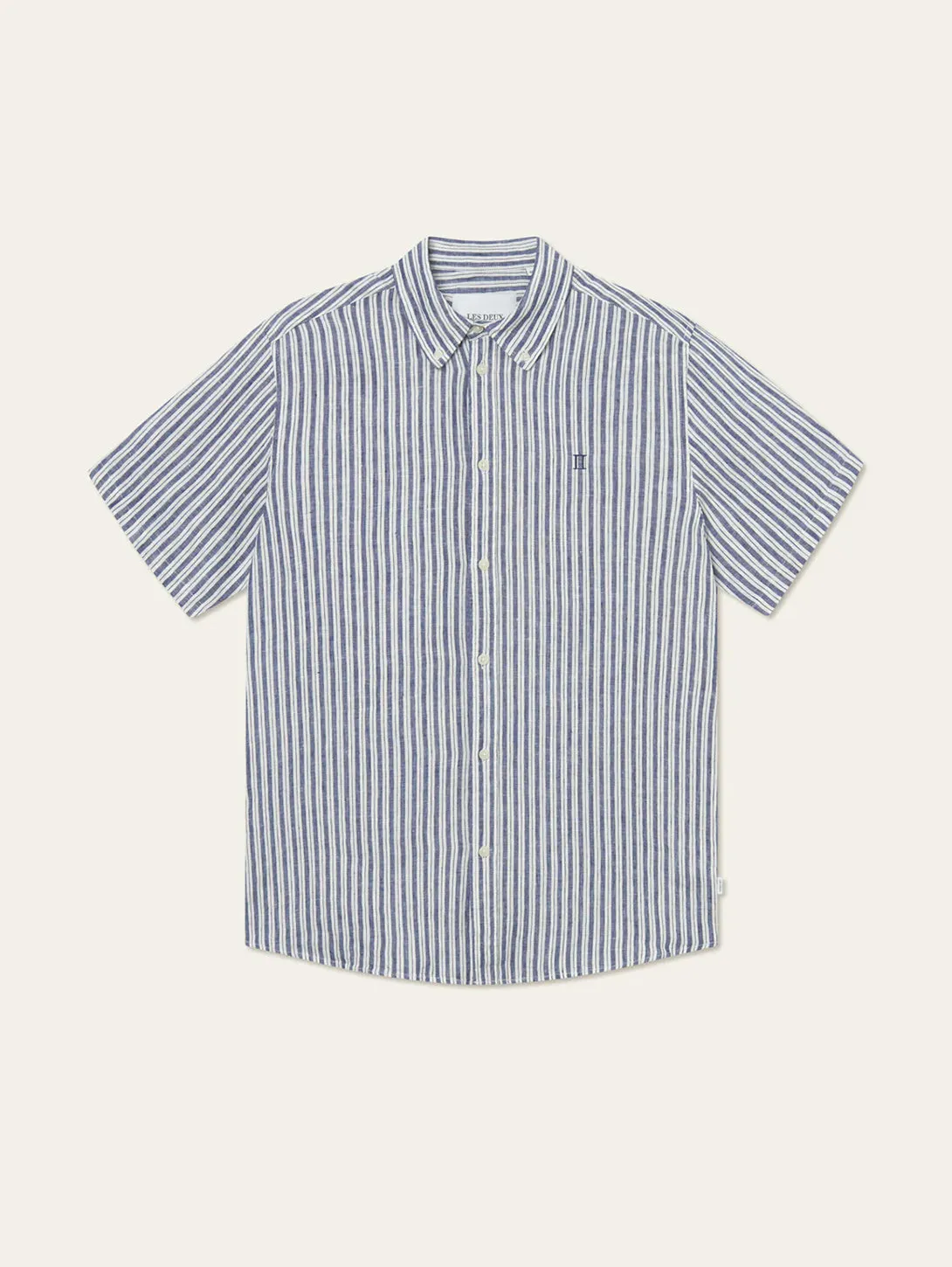 Kris Linen Short Sleeve Shirt - Lt Ivory/Blueprint