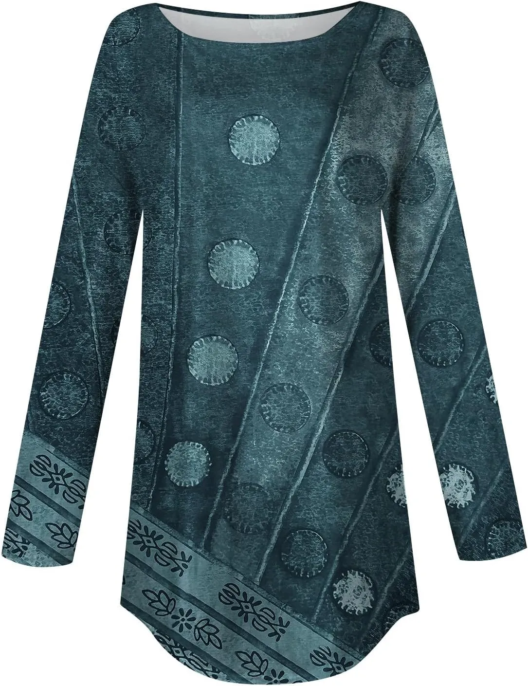 Ladies Tops And Blouses Long Sleeve Casual Shirts Crew Neck Blouses Fall Tie Dye Sweatshirts, Small-5X-Large