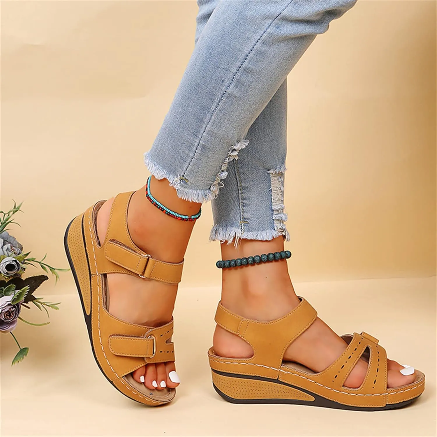 Ladmiple Orthopedic Sandals For Women Wide Width Comfortable Flip Flops with Arch Support Dressy Summer Orthotic Slides