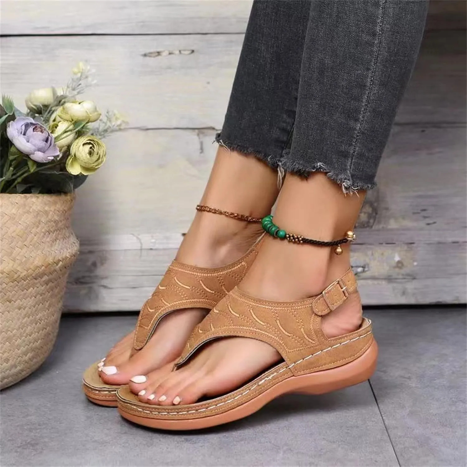 Ladmiple Orthotic Sandals For Women Plantar Fasciitis Arch Support Orthopedic Flip Flops Dressy Summer Comfortable Slides