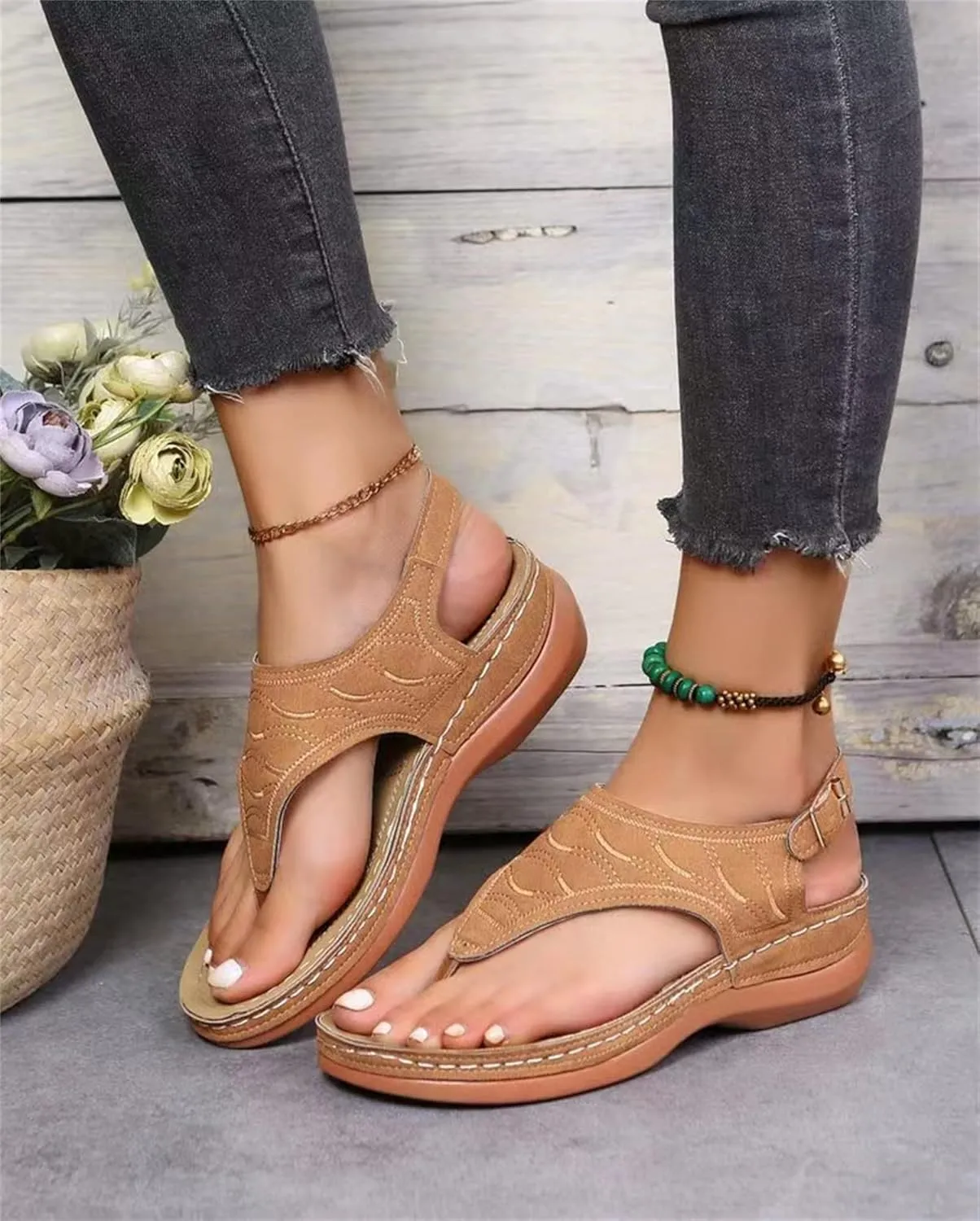 Ladmiple Orthotic Sandals For Women Plantar Fasciitis Arch Support Orthopedic Flip Flops Dressy Summer Comfortable Slides