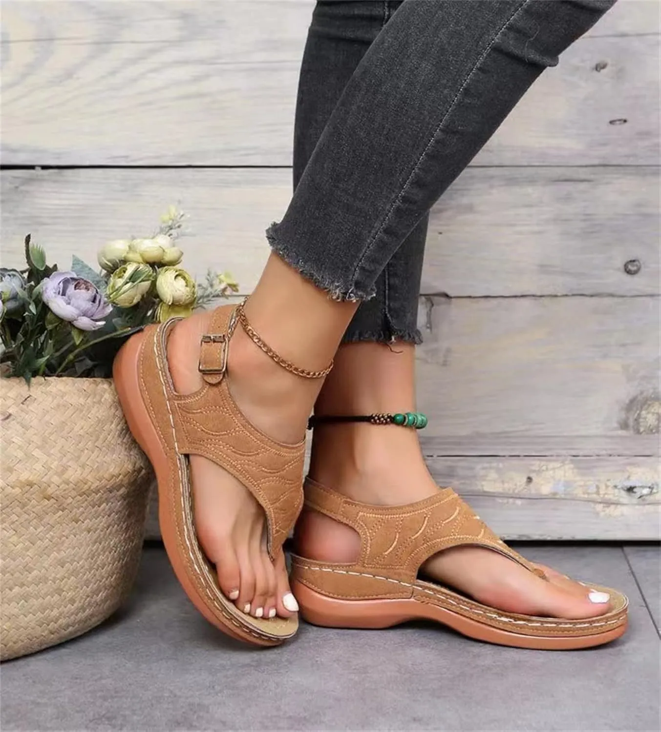 Ladmiple Orthotic Sandals For Women Plantar Fasciitis Arch Support Orthopedic Flip Flops Dressy Summer Comfortable Slides