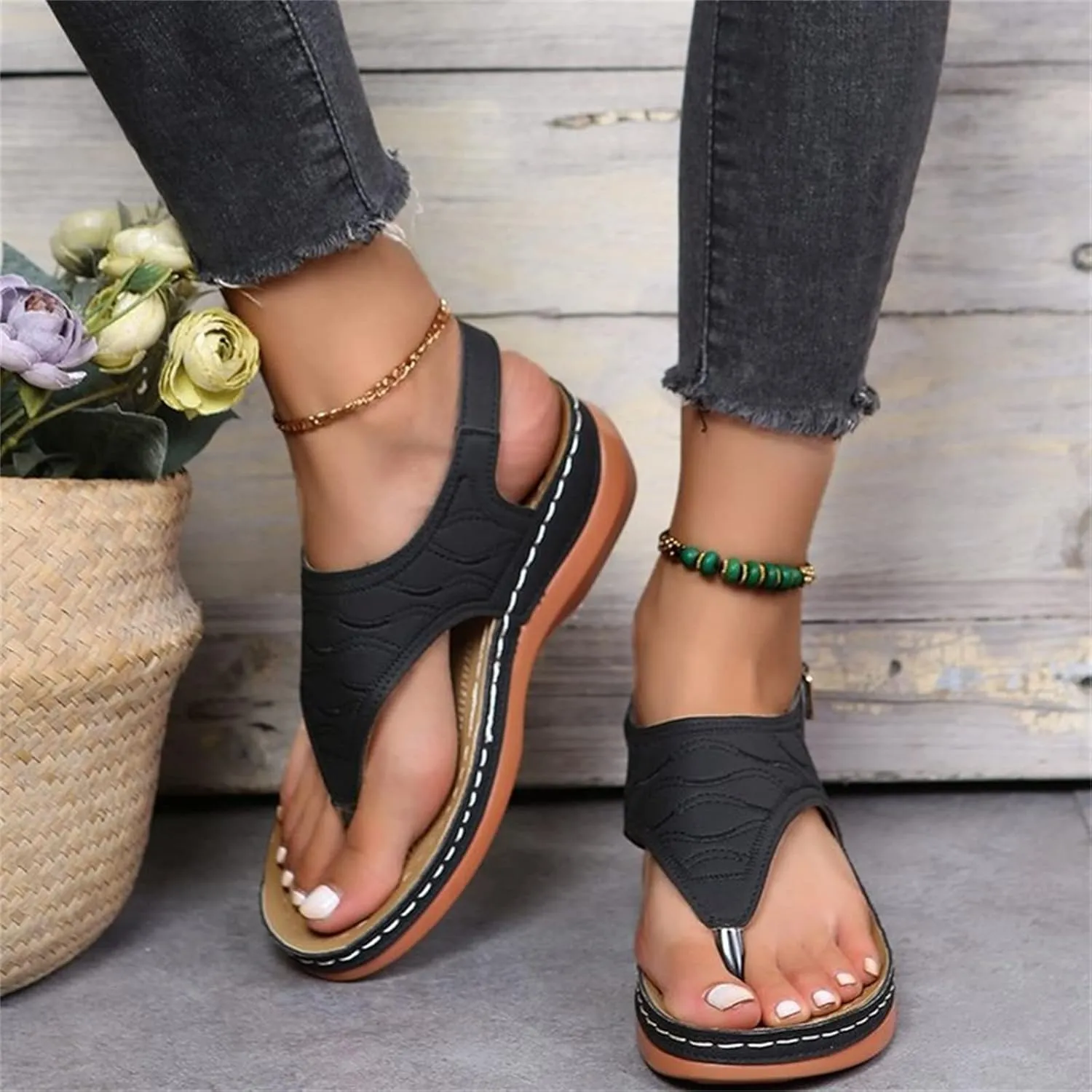 Ladmiple Orthotic Sandals For Women Plantar Fasciitis Arch Support Orthopedic Flip Flops Dressy Summer Comfortable Slides