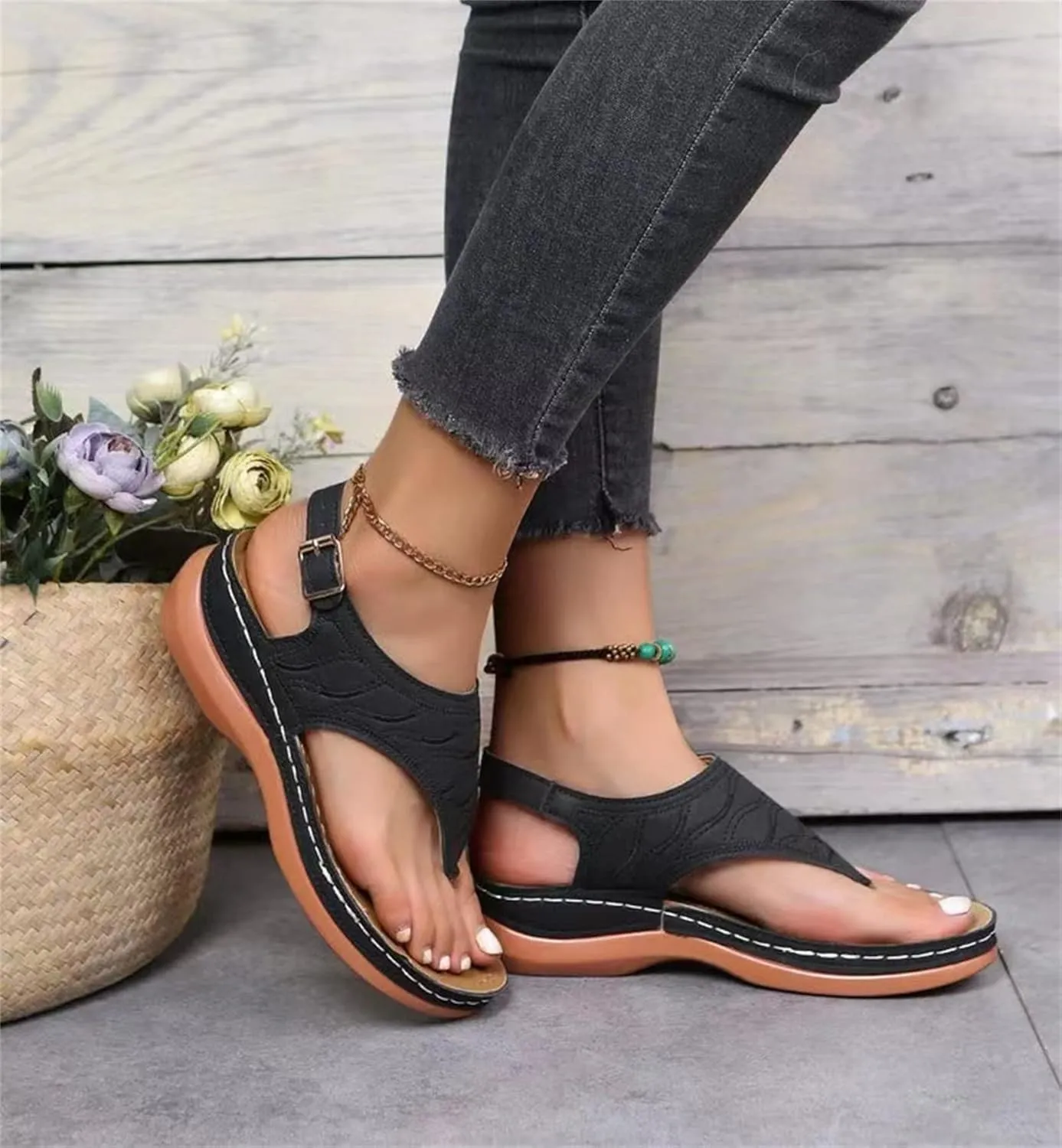 Ladmiple Orthotic Sandals For Women Plantar Fasciitis Arch Support Orthopedic Flip Flops Dressy Summer Comfortable Slides