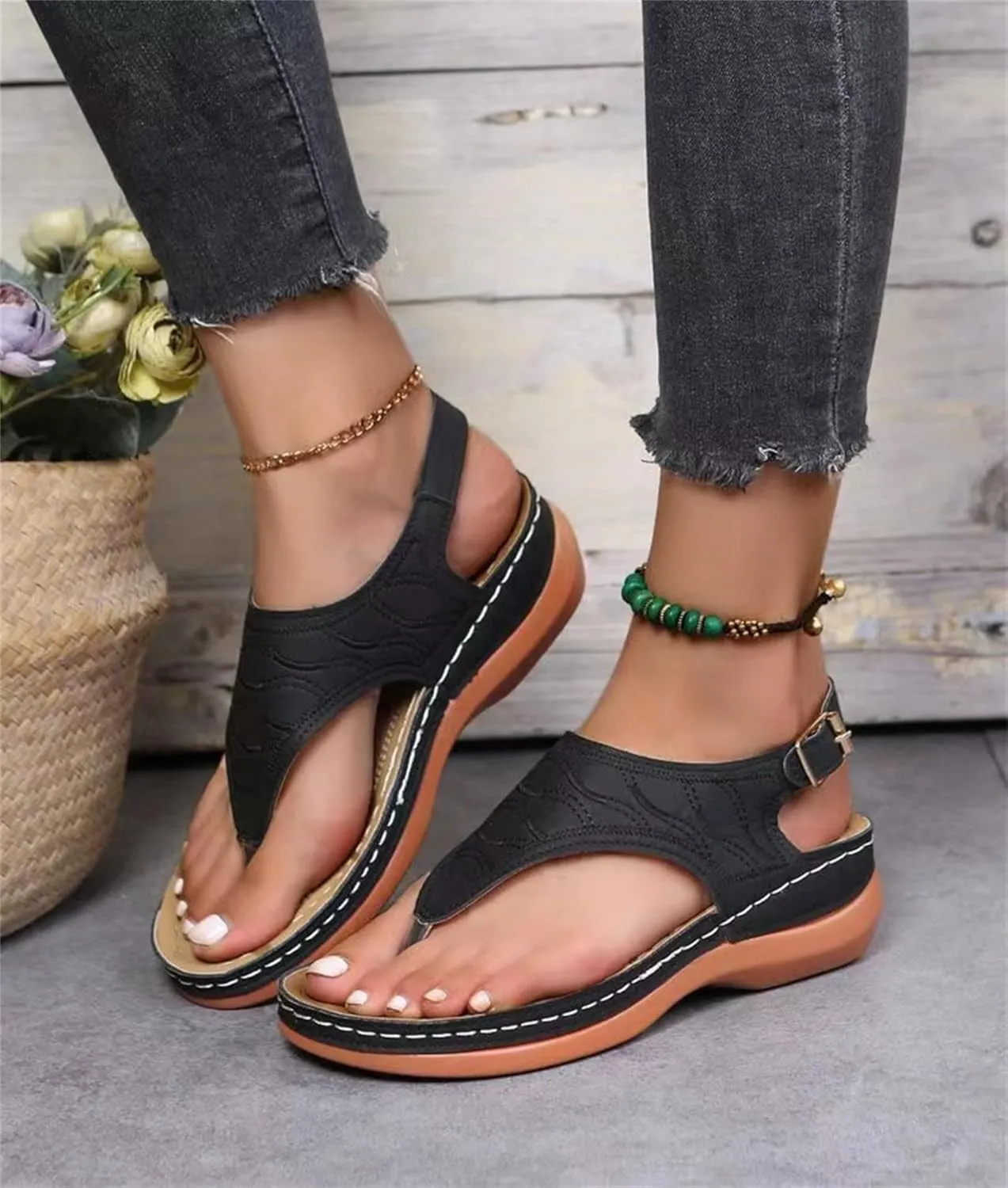 Ladmiple Orthotic Sandals For Women Plantar Fasciitis Arch Support Orthopedic Flip Flops Dressy Summer Comfortable Slides